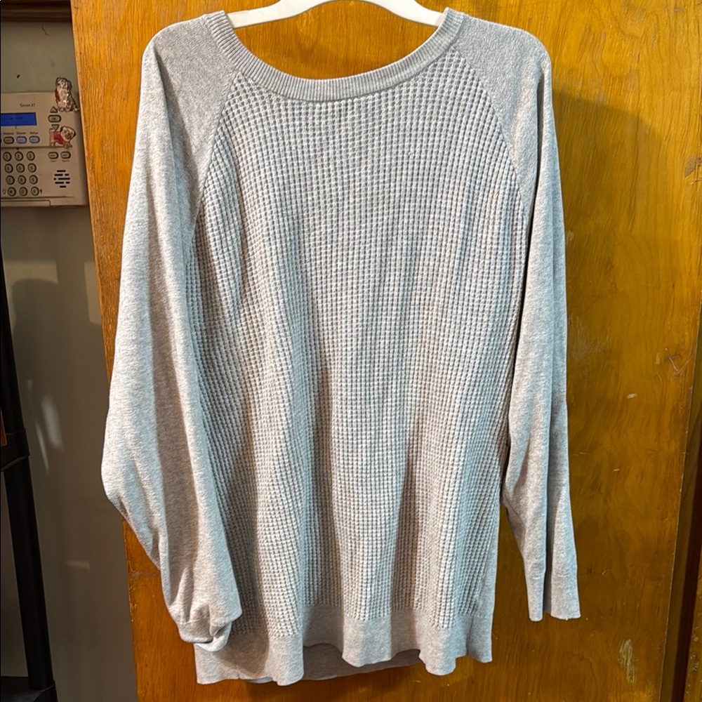 Men xxl Gray Waffle Knit Long Sleeve Top